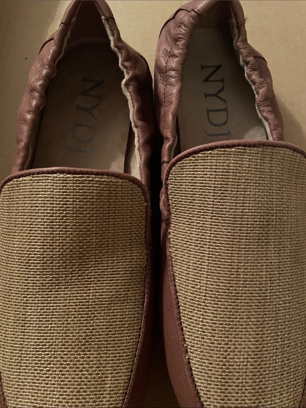 NYDJ Women's Brown Woven-Front Slip-On Loafers